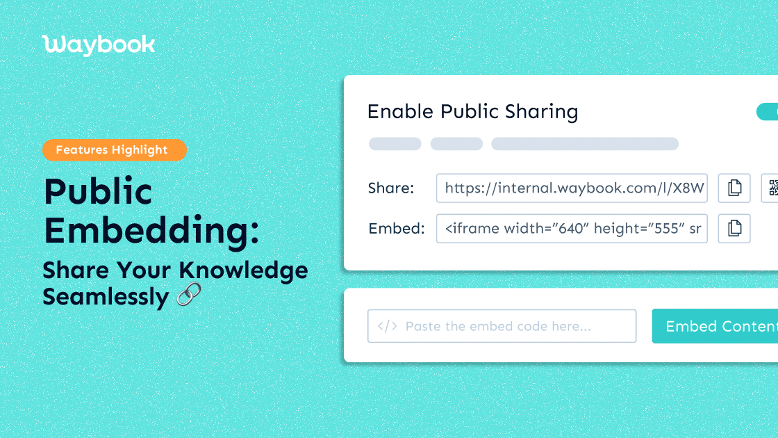 Share Your Knowledge Seamlessly with Waybook's Public Embedding Feature! 📚