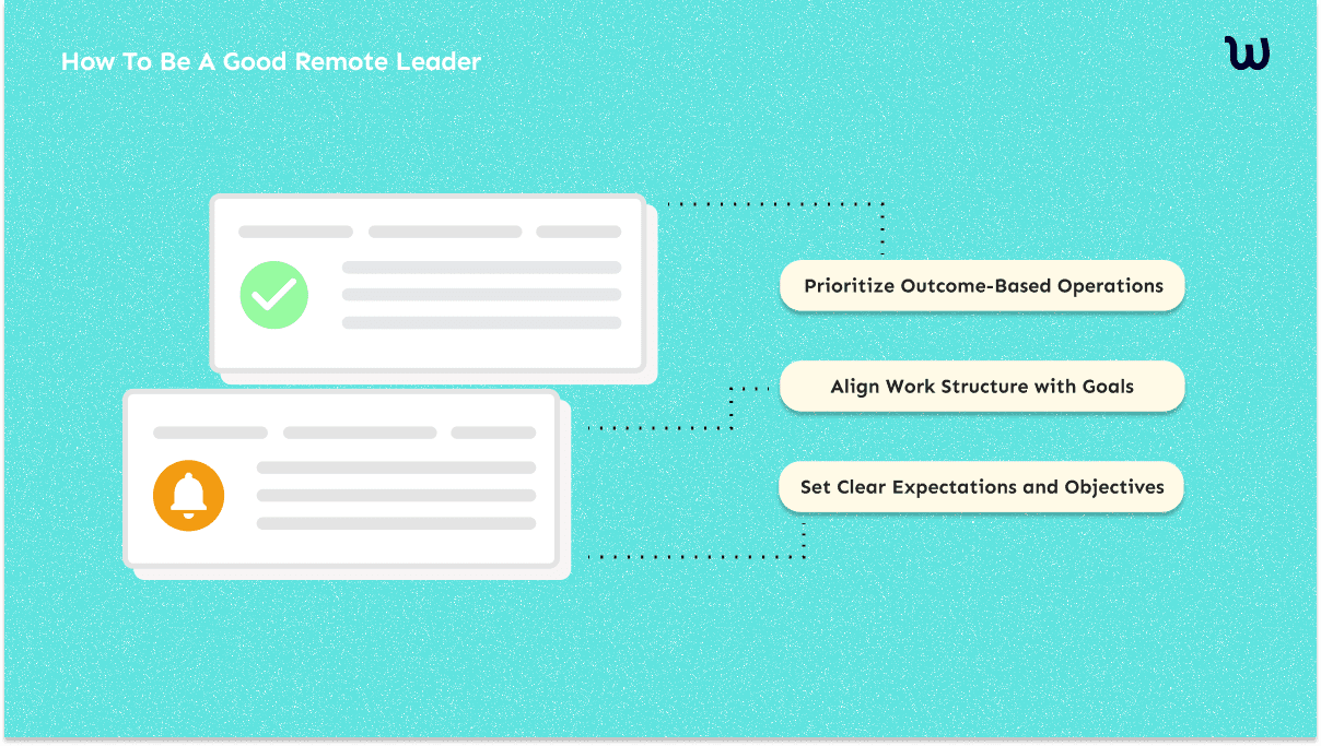 How to be a good remote leader: prioritize outcome-based operations, alig work structure with goals, set clear expectations and objectives